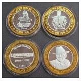 LOT OF 4 - $10  SILVER DOLLAR GAMING TOKEN (551 L)