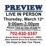 PREVIEW LIVE IN PERSON - Thursday, March 12th