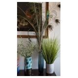 D - THREE DECORATIVE VASES WITH ARRANGEMENTS (K101