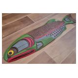 SQUAMISH NATION CARVED WOOD SALMON WALL SCULPTURE
