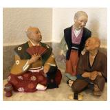 D - THREE JAPANESE HAKATA MIMASU CLAY DOLLS (D6)