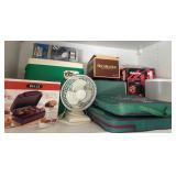 D - ELECTRIC FAN, GRILL, COOLER, BASKETS, PLACMATS