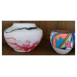 D - TWO POTTERY VASES (O10)