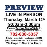 PREVIEW LIVE IN PERSON - Thursday, March 12th