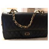 D - QUILTED FLAP TOP SHOULDER BAG WITH CHAIN STRAP