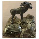 D - PEWTER STAG ON PYRITE MINI FIGURINE (D82)
