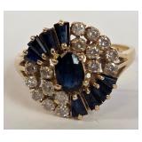 14K YELLOW GOLD W/DIAMONDS & SAPHIRE (S11)