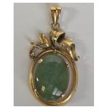 14K YELLOW GOLD W/JADE PENDANT (S9)