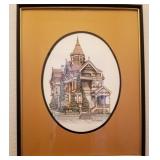 D - D.W.PATRICK VICTORIAN HOUSE ART FRAMED 21X17"
