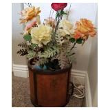 D - ANTIQUE PLANTER WITH FAUX FLOWERS (R20)