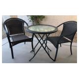 D - WICKER TABLE WITH TWO CHAIRS