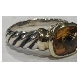 DAVID YURMAN 14 K  STERLING SILVER CITRINE RING
