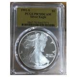 1991-S SILVER AMERICAN EAGLE PR70DCAM
