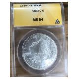 1885-O MORGAN SILVER DOLLAR MS64