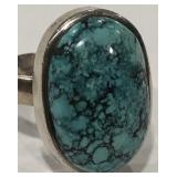 STERLING SILVER TURQUOISE RING 9.8 GRS SIZE 9