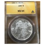 1887 MORGAN SILVER DOLLAR MS64
