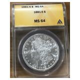 1881-S MORGAN SILVER DOLLAR MS64