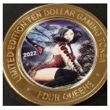 FOUR QUEENS .999 SILVER GAMING TOKEN (658 AF)