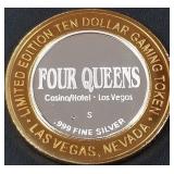 4 QUEENS CASINO .999 FINE SILVER TOKEN (551 C62)
