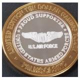PALMS - .999 FINE SILVER GAMING TOKEN (551 A41)