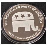 REPUBLICAN PARTY 1oz .999 SILVER ROUND  (350 AT)