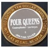 4 QUEENS CASINO .999 FINE SILVER TOKEN (551 C61)