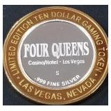 4 QUEENS CASINO .999 FINE SILVER TOKEN (551 C60)