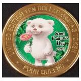 FOUR QUEENS $10 .999 SILVER GAMING TOKEN (658  AA)