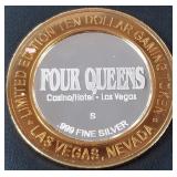 4 QUEENS CASINO .999 FINE SILVER TOKEN (551 C54)