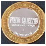 4 QUEENS CASINO .999 FINE SILVER TOKEN (551 C53)