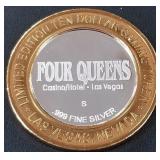 4 QUEENS CASINO .999 FINE SILVER TOKEN (551 C55)