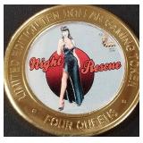 FOUR QUEENS $10 .999 SILVER GAMING TOKEN (658  AE)