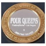 4 QUEENS CASINO .999 FINE SILVER TOKEN (551 C57)
