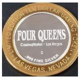 4 QUEENS CASINO .999 FINE SILVER TOKEN (551 C58)