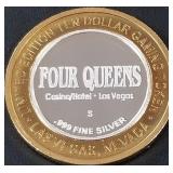 4 QUEENS CASINO .999 FINE SILVER TOKEN (551 C59)