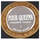 4 QUEENS CASINO .999 FINE SILVER TOKEN (551 C63)