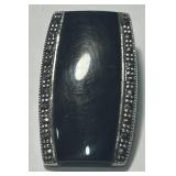 STERLING SILVER ONYX /MARCASITE PENDANT3.9 GRS