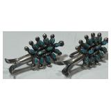 STERLING SILVER PETIT POINT TURQUOISE EARRINGS