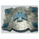 VINTAGE TURQUOISE BELT BUCKLE  62.3 GRS