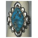 STERLING SILVER TURQUOISE RING 4.9 GRS