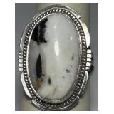 STERLING SILVER MAGNESITE STONE RING 9 GRS