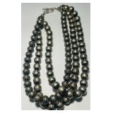 STERLING SILVER MULTI STRAND BEADS NECKLACE 156 G