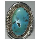 STERLINS SILVER TURQUOISE RING 7.9 GRS