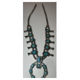 VINTAGE NAVAJO TURQUOISE STERLING SILVER SQUASH
