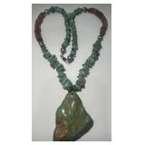 VINTAGE TURQUOISE NUGGETS /CORAL NECKLACE