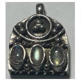 STERLING SILVER LABRADORITE STONE PENDANT 6 GRS