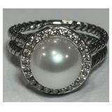 D. YURMAN STERLING SILVER CABLE PEARL DIAMOND