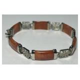 STERLING SILVER RED JADEITE CHINESE