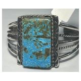 STERLING SILVER TURQUOISE CUFF BRACELET 46 GRS