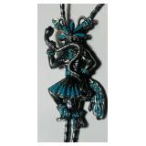 VINTAGE KACHINA BOLO TIE SNAKE DANCER TURQUOISE
